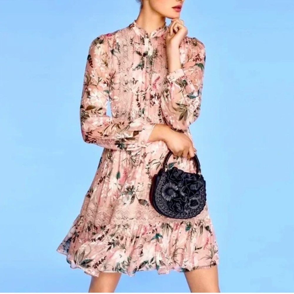 Kate Spade Floral Pink Lace Dress Size 6
